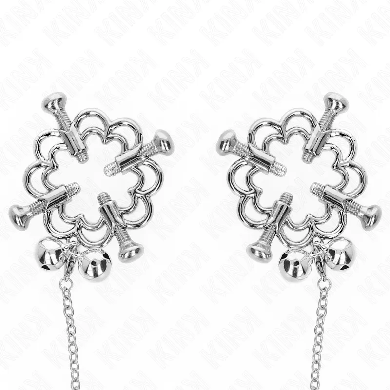 Kink - Metal Flower Nipple Clamps With Chain