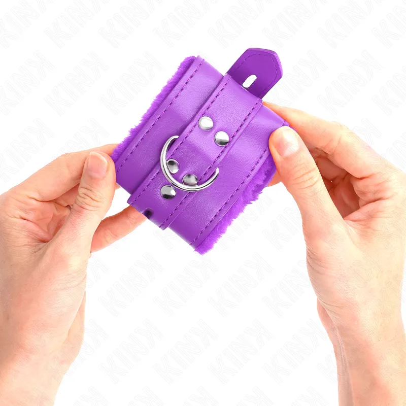 Kink - Fur Lined Wrist Restraints With Square Holes Purple And Purple Belt Adjustable 17-2 2