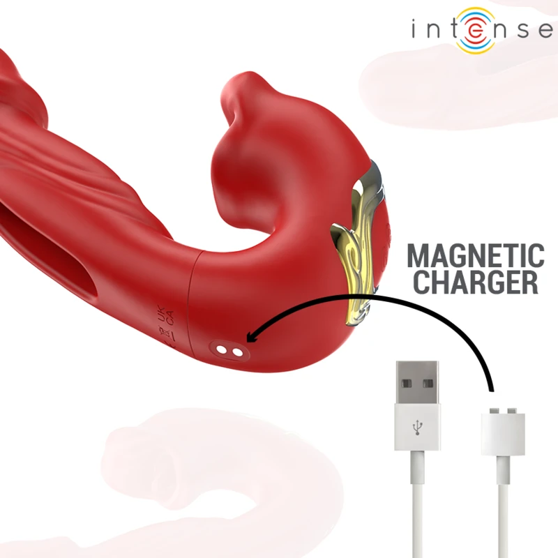 Intense - nathy double vibrator with multifunction stimulating mouth red 6