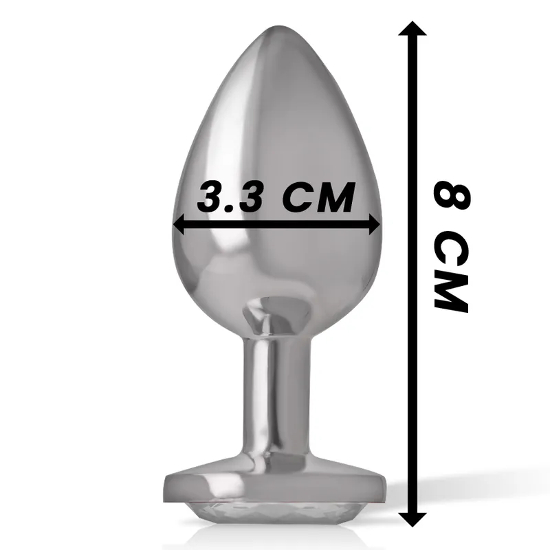 Intense - Metal Aluminum Anal Plug Heart White Size M - Análny Kolík 3