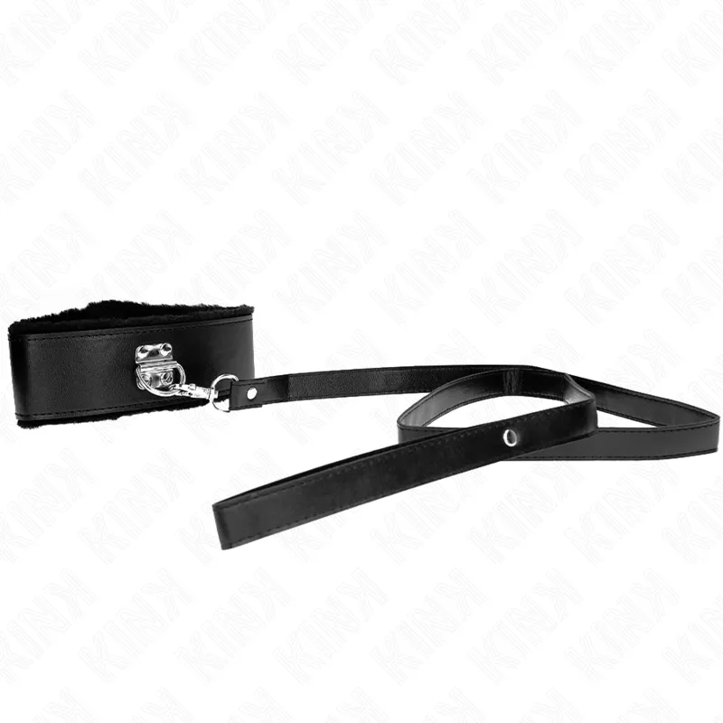 Kink - Necklace With Leash 116 Cm With Silver Studs Model 4 Black Adjustable 40-48 Cm X 6