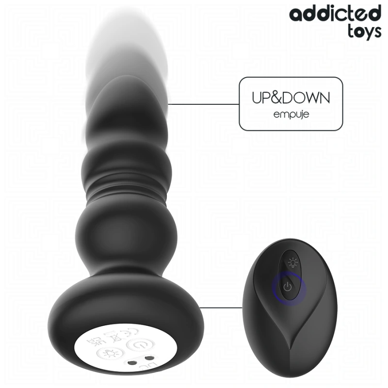 Addicted toys - rotating vibrating anal plug, led light remote control 1