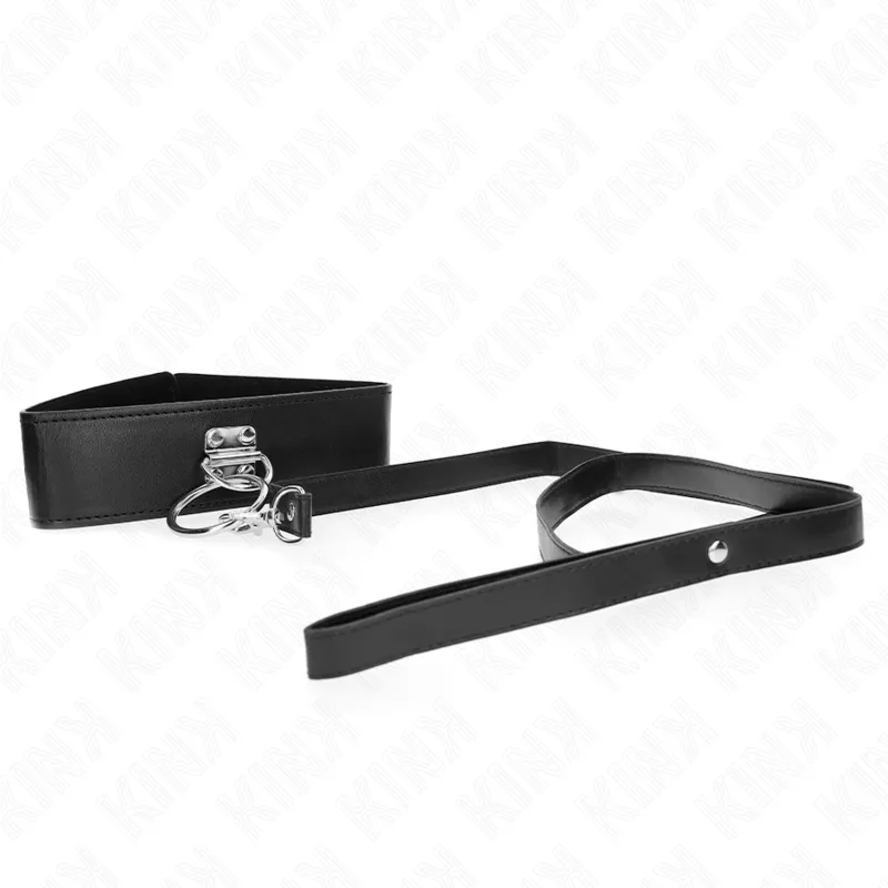 Kink - Studded Leash 116 Cm Collar With Leatherette Strap 50 X 5 Cm