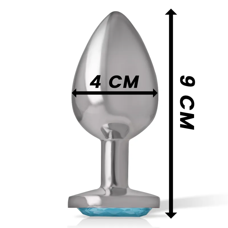 Intense - Metal Aluminum Anal Plug Heart Blue Size L - Análny Kolík 3