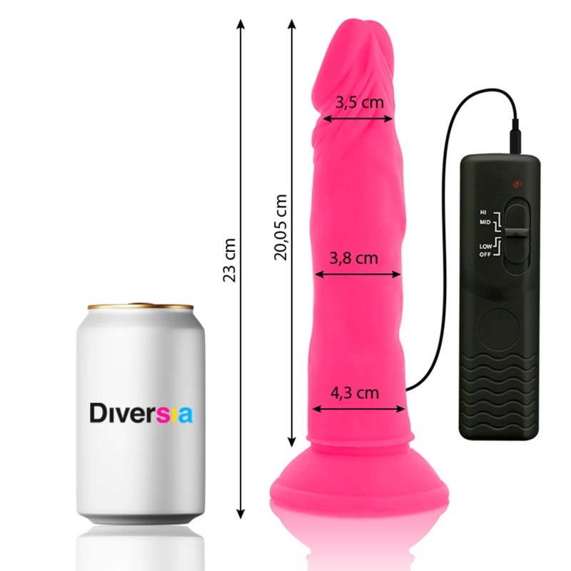 Diversia - flexible vibrating dildo pink 23 cm -o- 4.3 cm 1