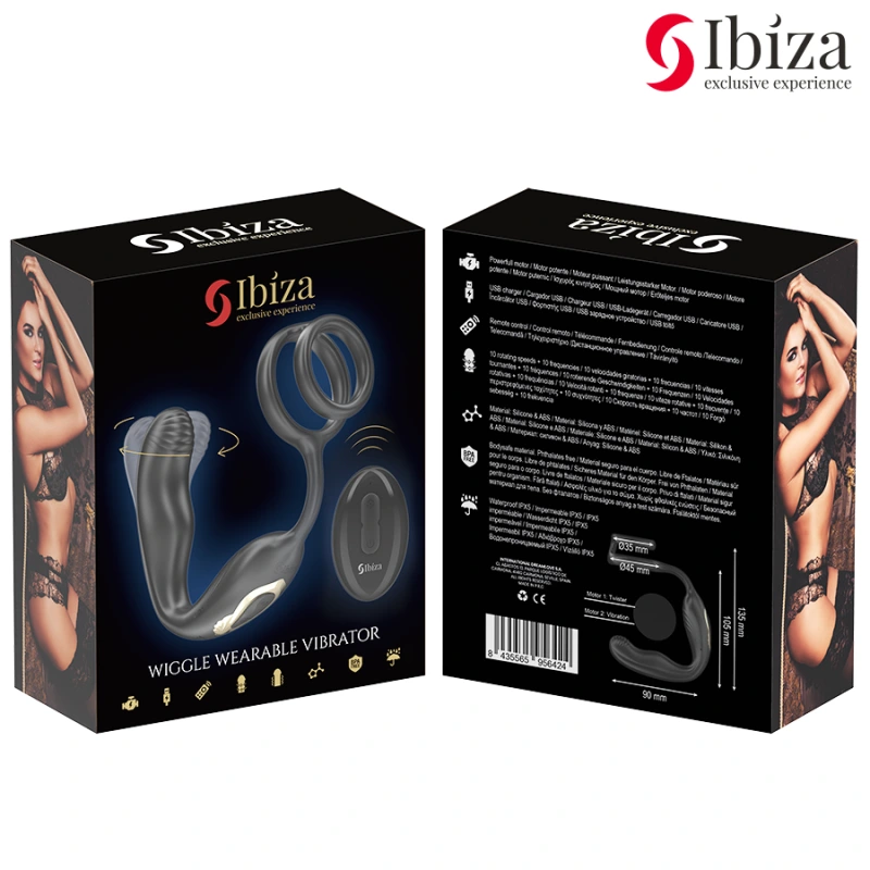 Ibiza - wiggle remote controlled rotating anal plug with perineal vibration and penis enhancing ring 6