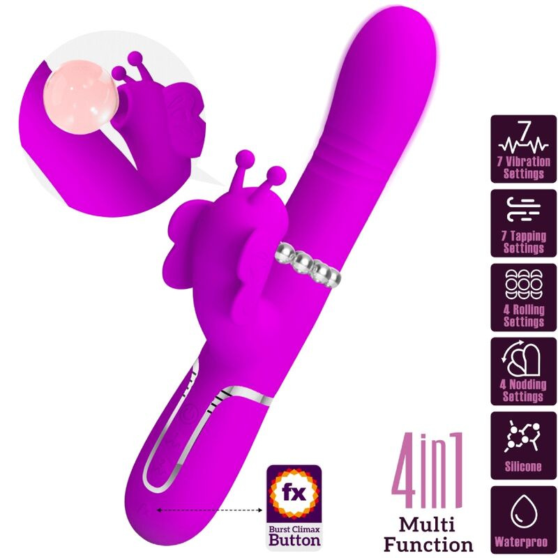 Pretty love - multifunction rabbit vibrator 4 in 1 butterfly fuchsia 9