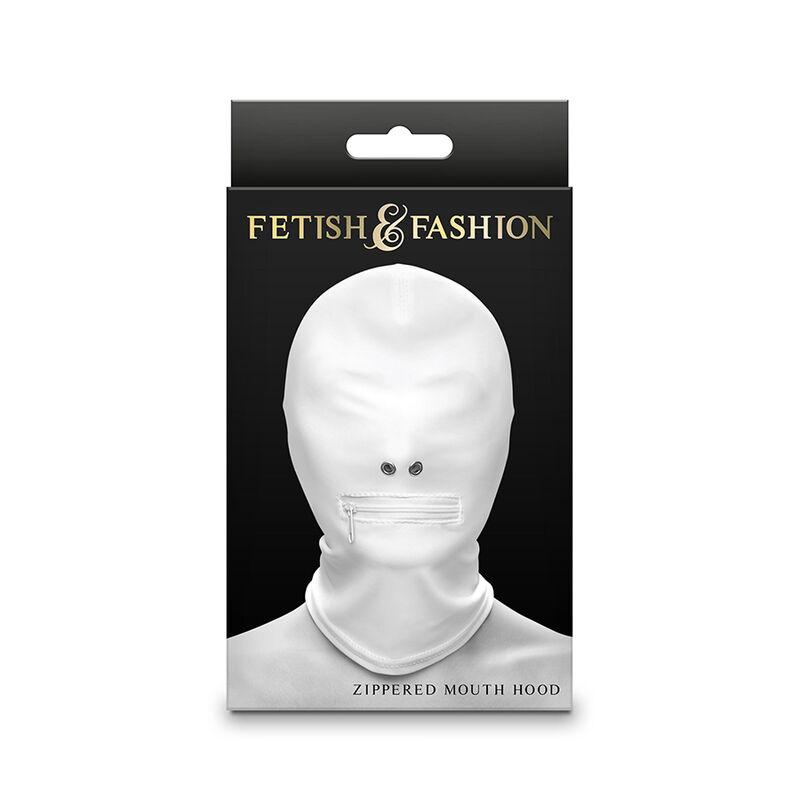 Ns novelties - fetish & fashion closed zippered mouth hood nylon white 1