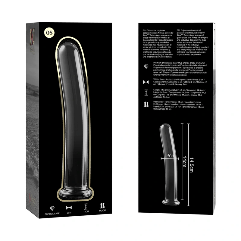 Nebula series by ibiza - model 8 dildo borosilicate glass clear 14.5 cm -o- 2 cm 5