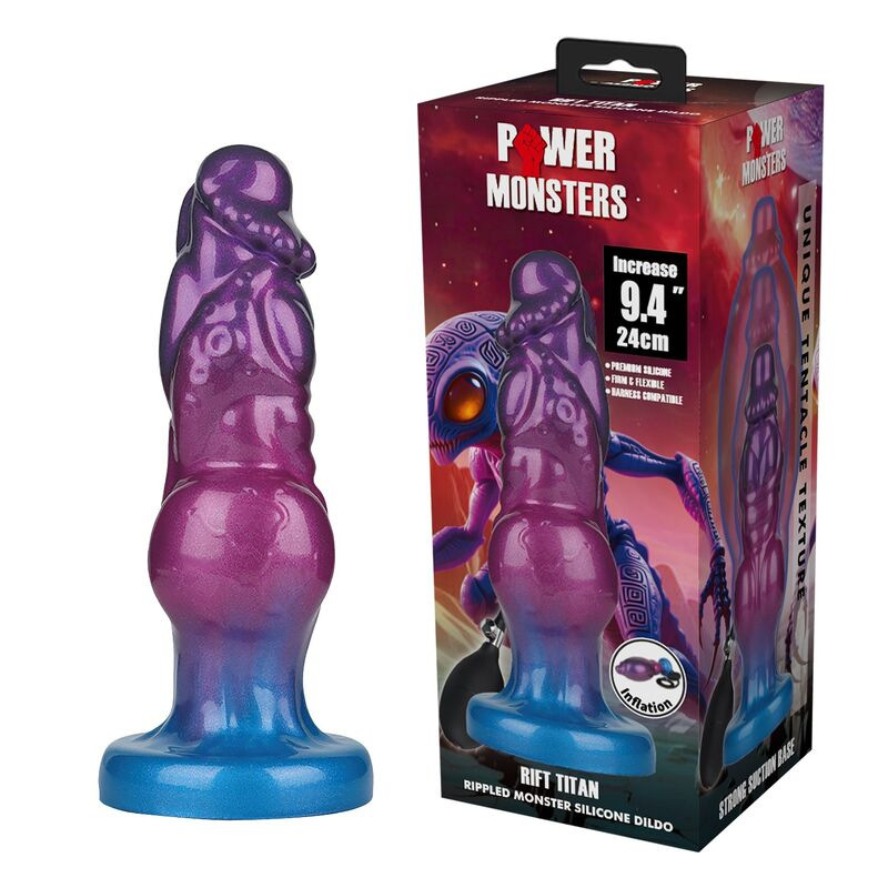 Power monsters - rift titan bicolor inflatable fantasy silicone dildo 24 cm Ø 5 cm 5