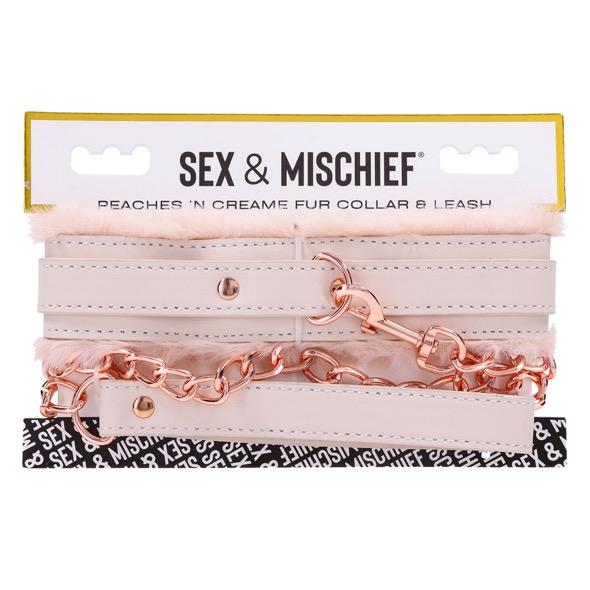 Sportsheets - S&M Peaches ‘N Creame Fur Collar & Leash Cream