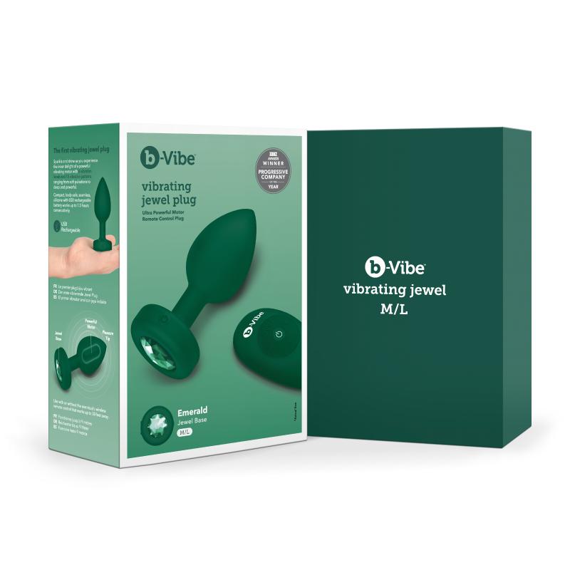 B-Vibe - Vibrating Jewel Plug M/L Emerald 12