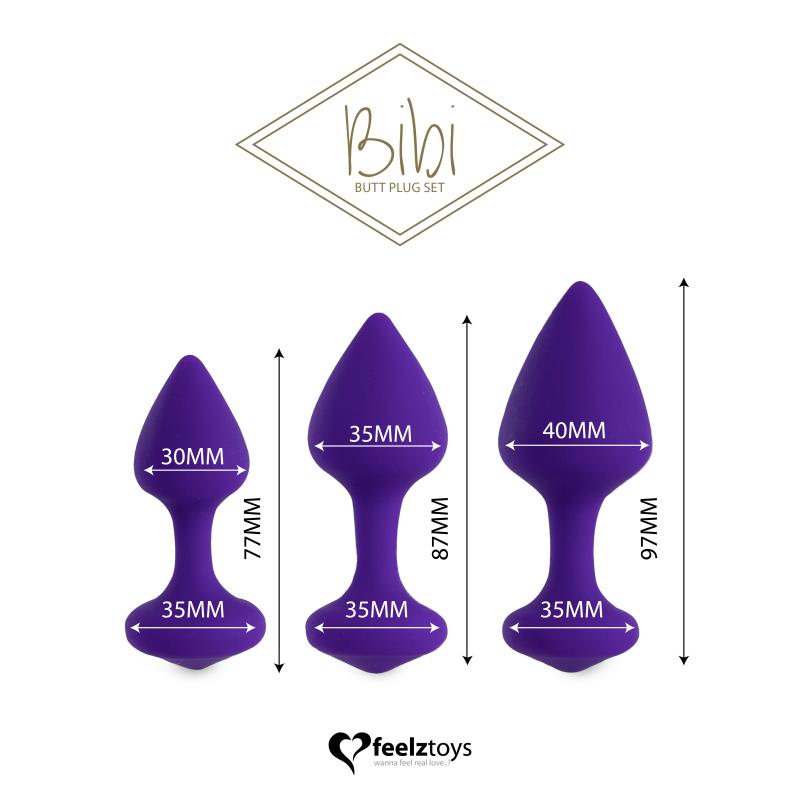 Feelztoys - Bibi Butt Plug Set 3 Pcs Purple- Sada Análnych Kolíkov 1