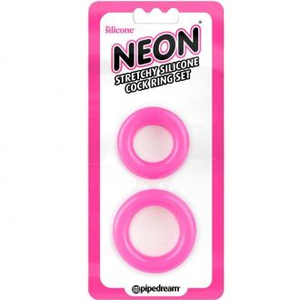Neon Stretchy Silicone Ring Set Pink