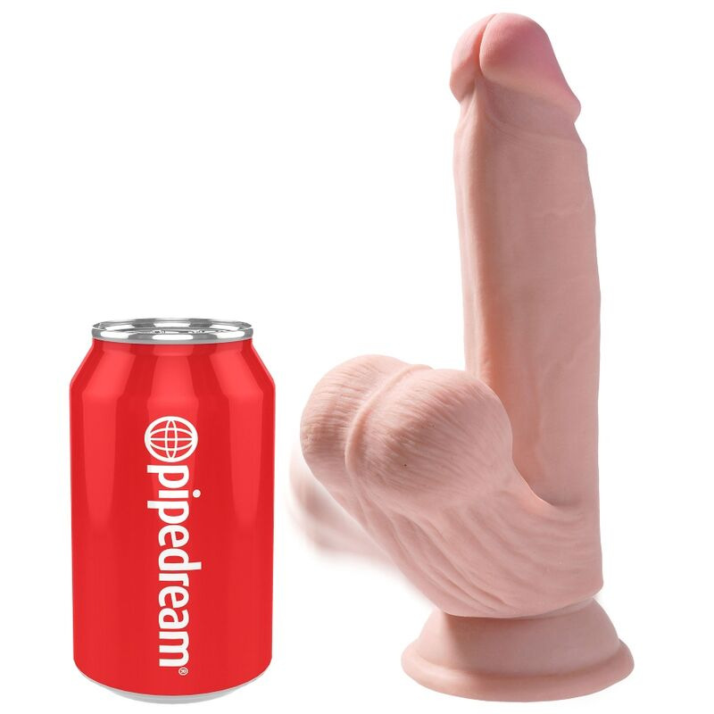 King cock - plus 3d dildo swinging balls 15.2 cm light skin