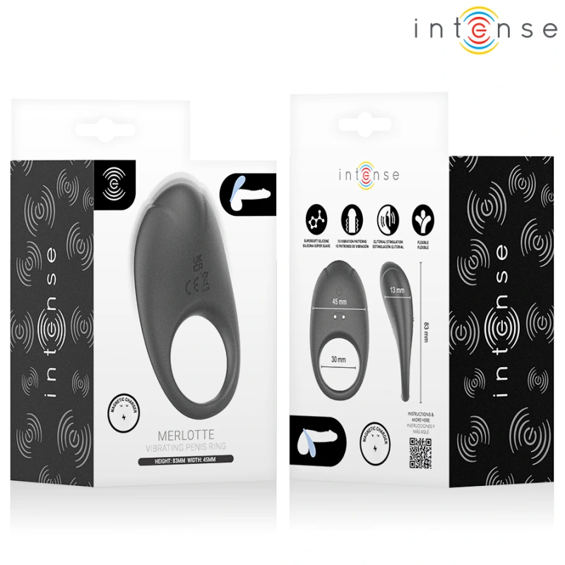 Intense - merlotte vibrating penis ring with clitoris stimulation black 8