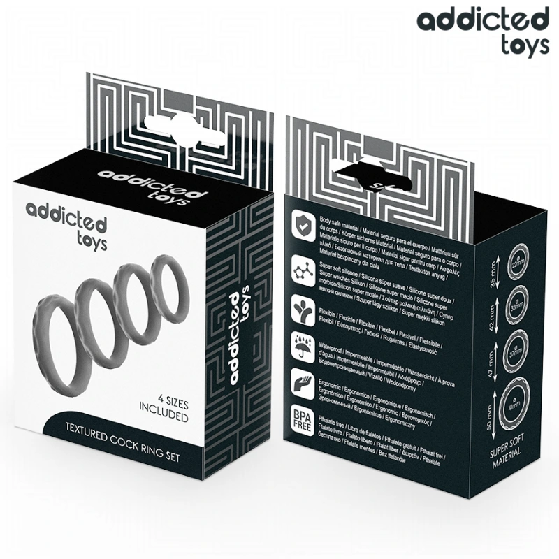 Addicted toys - textured cock ring set 4 sizes 2