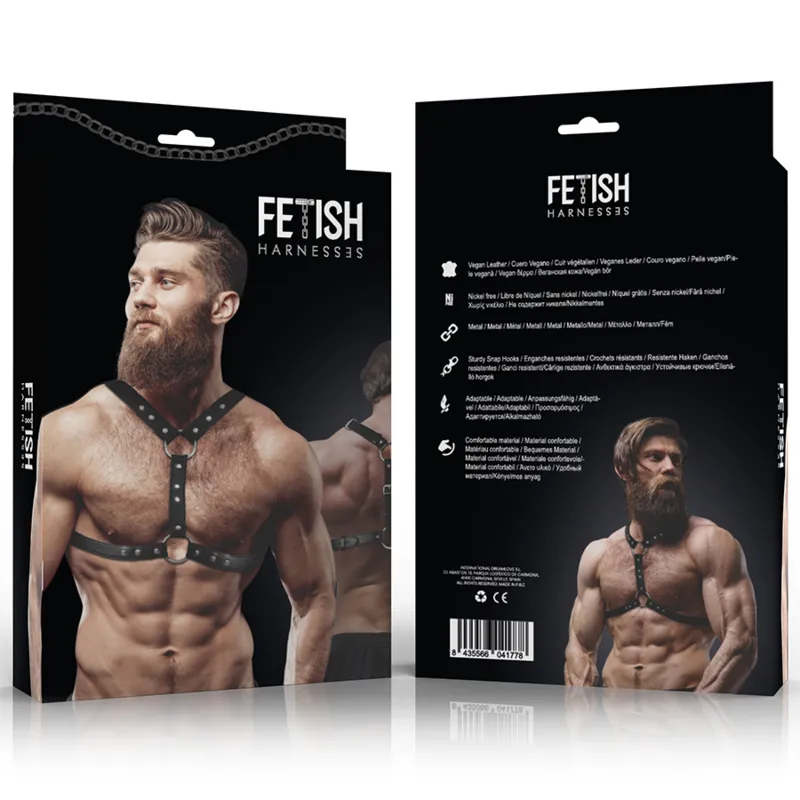 Fetish Submissive Attitude&Trade; - Eco-Leather Chest Harness With Double Support And Stud 1