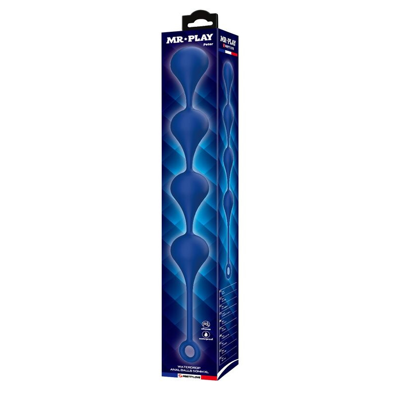 Mr play - blue silicone anal beads size xl 52.5 cm 2