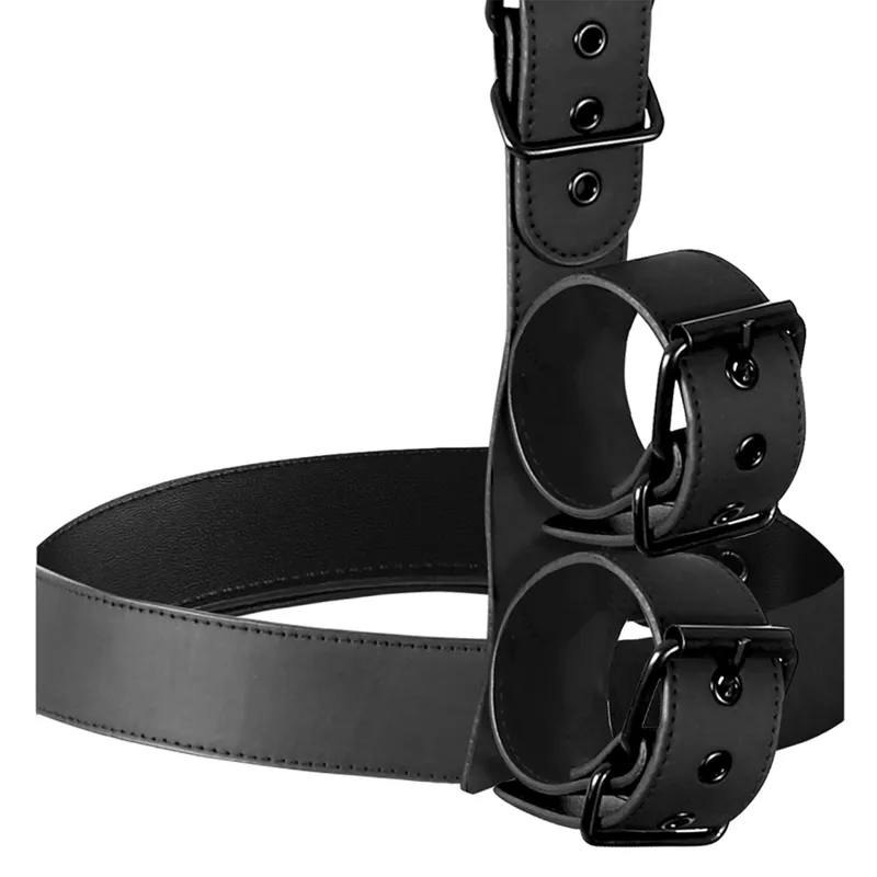 Fetish Submissive Bondage - Collar & Wrist Cuffs Body Restraint Set - Postroj