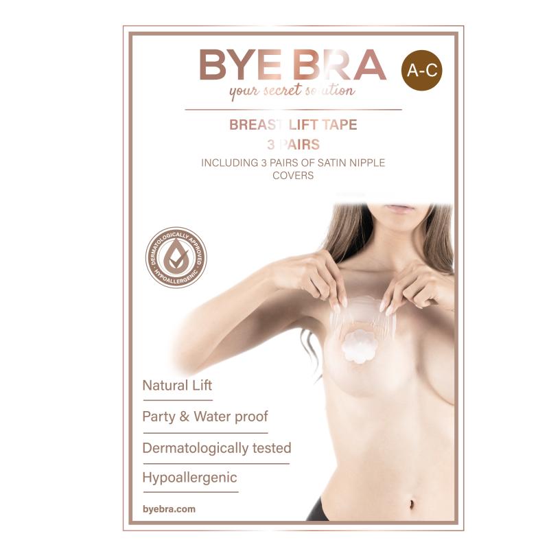 Bye Bra - Breast Lift & Silk Nipple Covers 3 Pairs Beige A-C