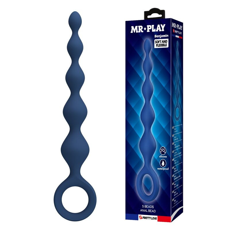 Mr play - blue silicone anal beads & anal plug 20.4 cm