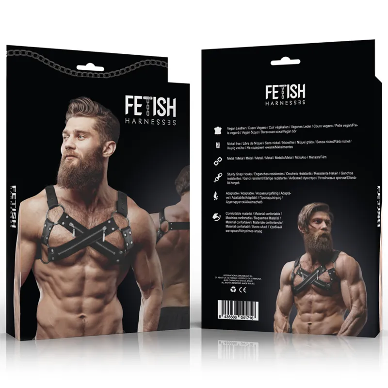 Fetish Submissive Attitude&Trade; - Adjustable Neoprene Cross-Over Chest Bulldog Harness W 1
