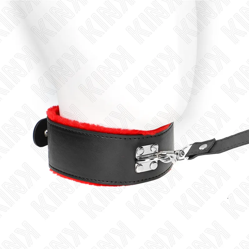 Kink - Necklace With Belt 116 Cm With Red Leather Strap Adjustable 40-48 Cm X 6 Cm