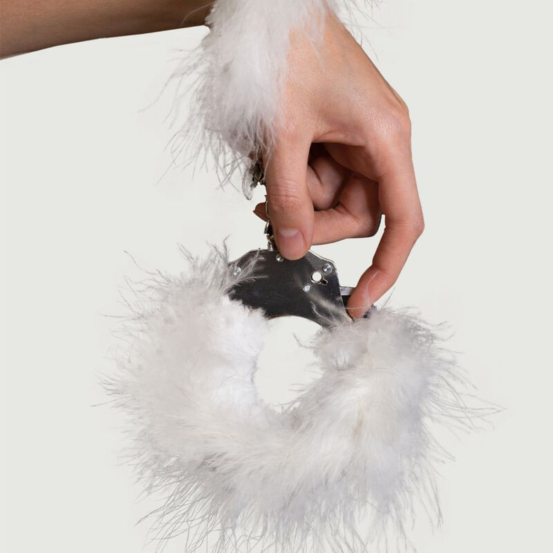 Adrien Lastic - Metal Handcuffs With White Feathers 1