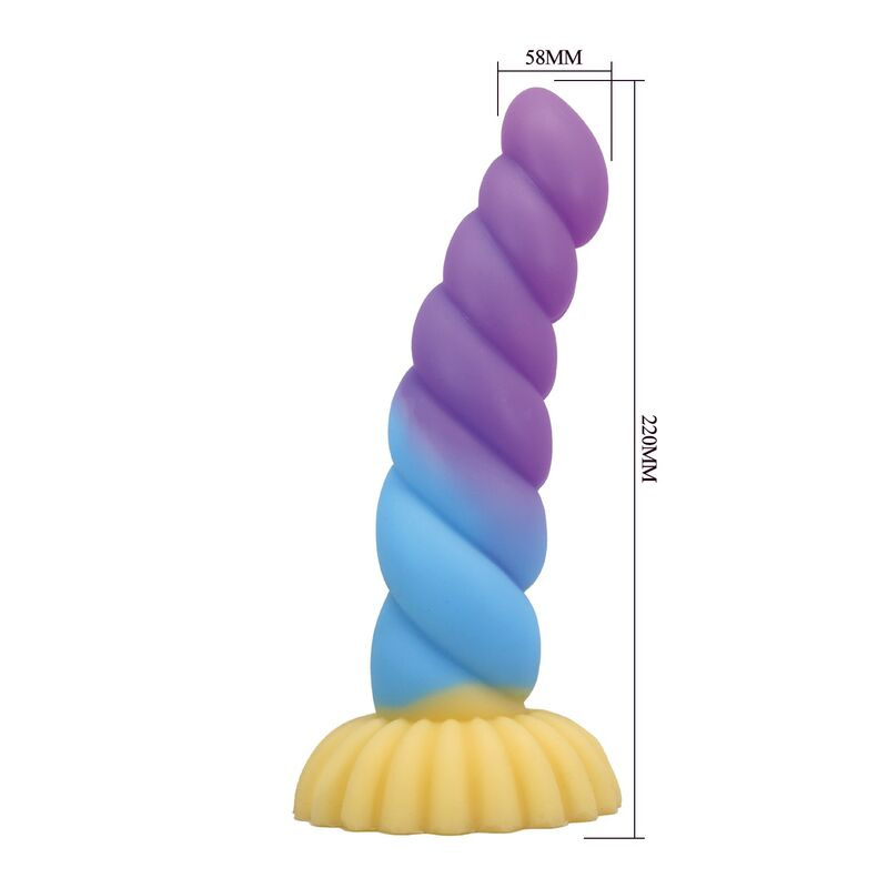 Power monsters - unicorn tricolor fantasy silicone dildo 22 cm Ø 5 cm 6