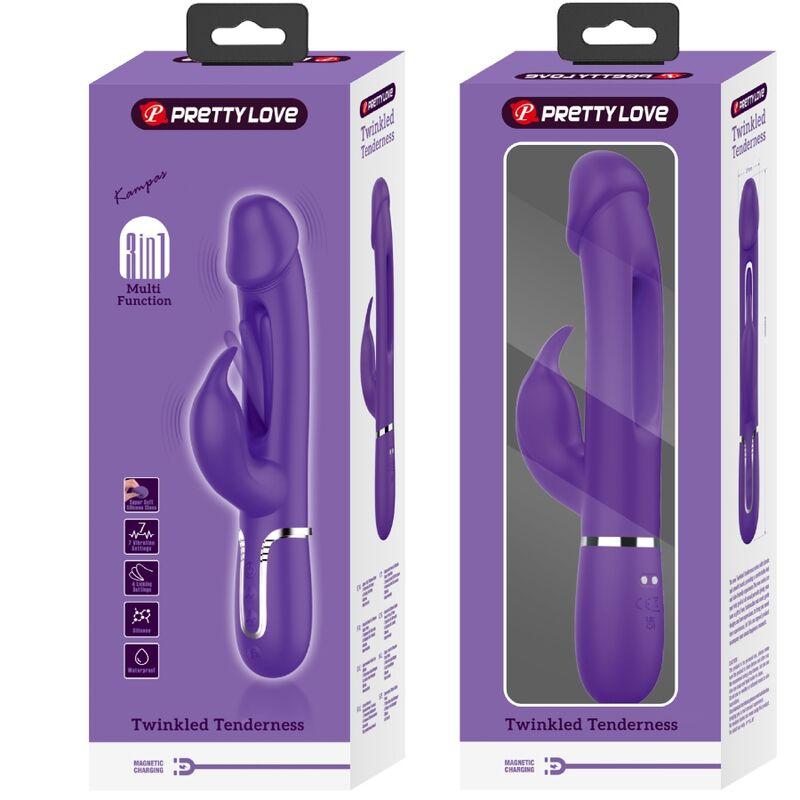 Pretty Love - Kampas Rabbit 3 In 1 Multifunction Vibrator With Tongue Violet