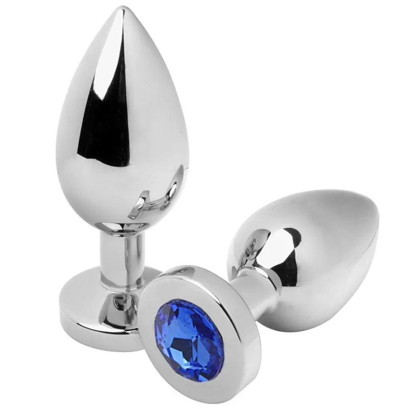 Metalhard Anal Plug Diamond Blue Small 5.71cm