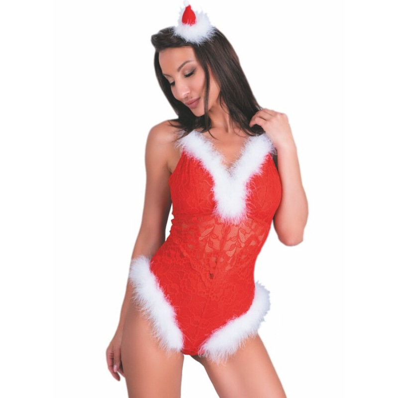 Livco corsetti fashion - naughty santa lc 90706 christmas bodysuit s/m