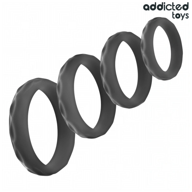 Addicted toys - textured cock ring set 4 sizes 5