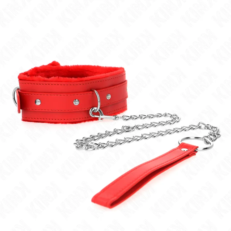 Kink - Collar With Leash 65 Cm With Restrictions Red 36-42 Cm X 5.5 Cm