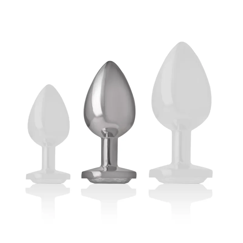 Intense - Metal Aluminum Anal Plug Heart White Size M - Análny Kolík