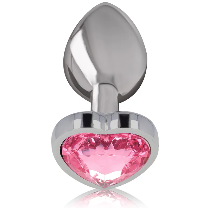 Intense - Metal Aluminum Anal Plug Heart Pink Size L - Análny Kolík 1