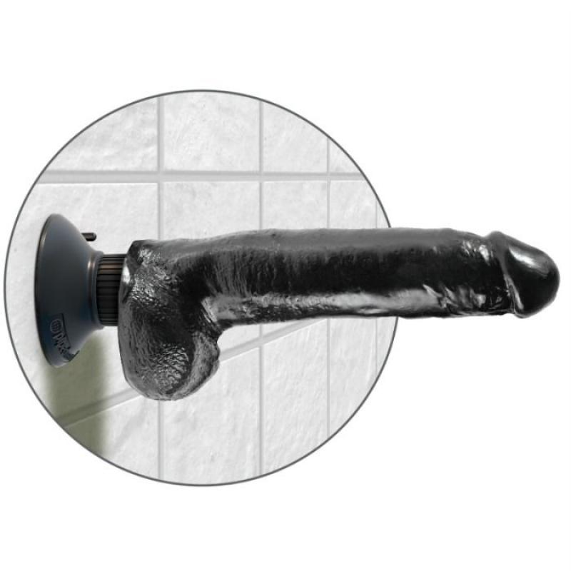 King Cock 23 Cm Vibrating Cock With Balls Black
