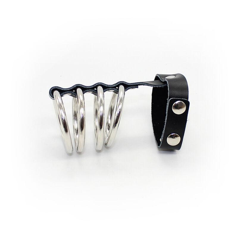 Ohmama Fetish Snap Fastener Leather Strap Metal Cock Ring