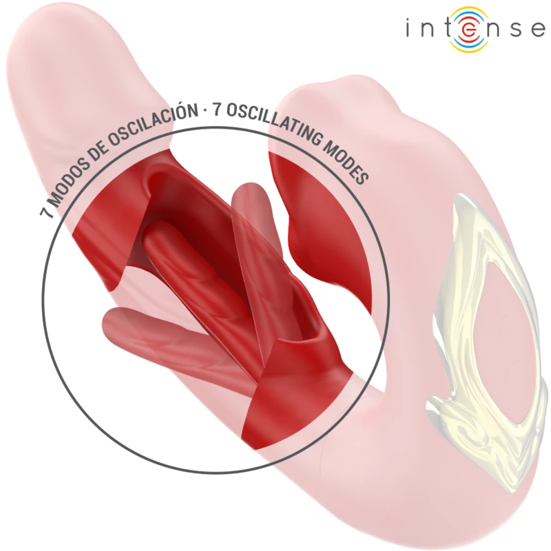 Intense - nathy double vibrator with multifunction stimulating mouth red 3