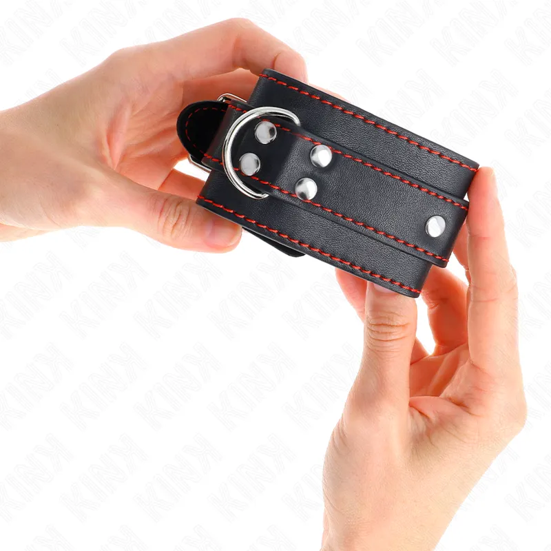 Kink - Wrist Restraints Black With Red Lining Adjustable 20-28 Cm X 5.5 Cm 3