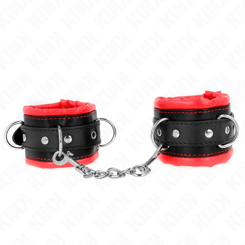 Kink - heavy wrist restraints with red fur lined adjustable 20-30 cm x 6 cm 3