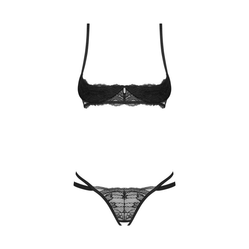 Obsessive - Nutris 2-Pcs Crotchless Set Black Xs/S 3