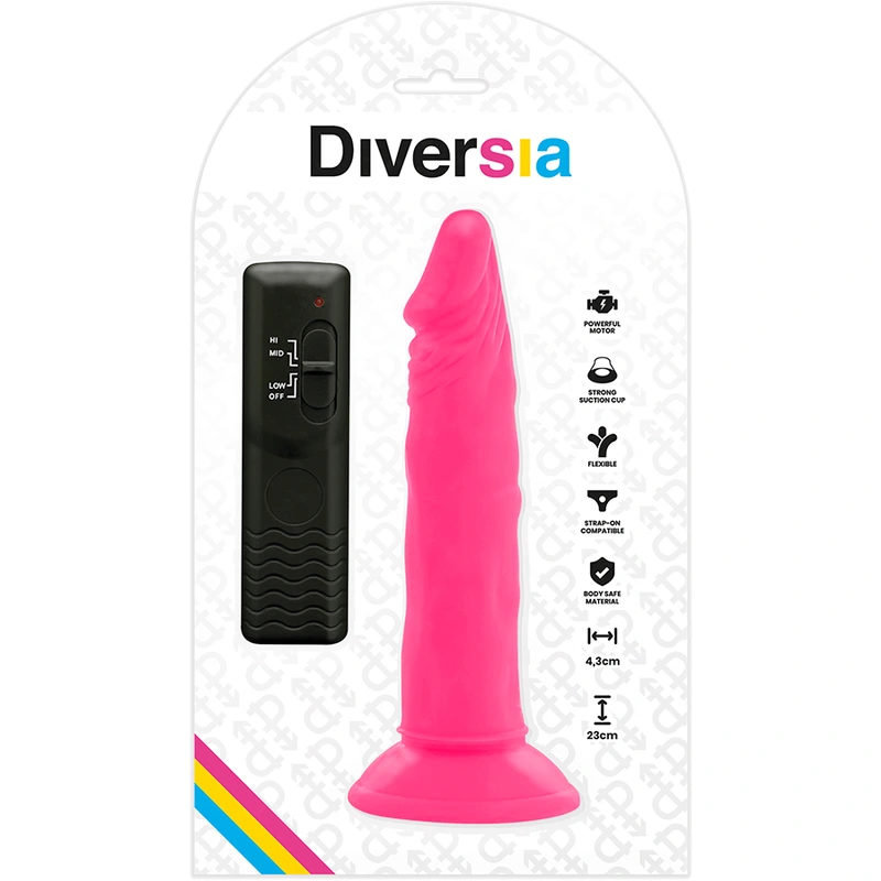 Diversia - flexible vibrating dildo pink 23 cm -o- 4.3 cm 6