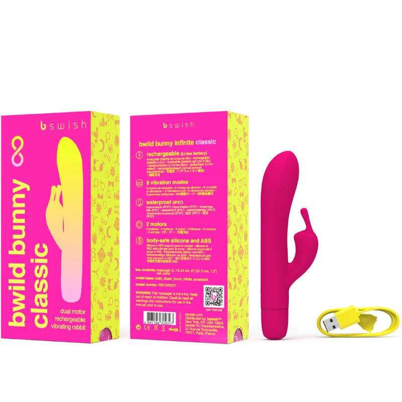 B Swish - Bwild Bunny Infinite Classic Silicone Rechargeable Vibrator Sunset Pink