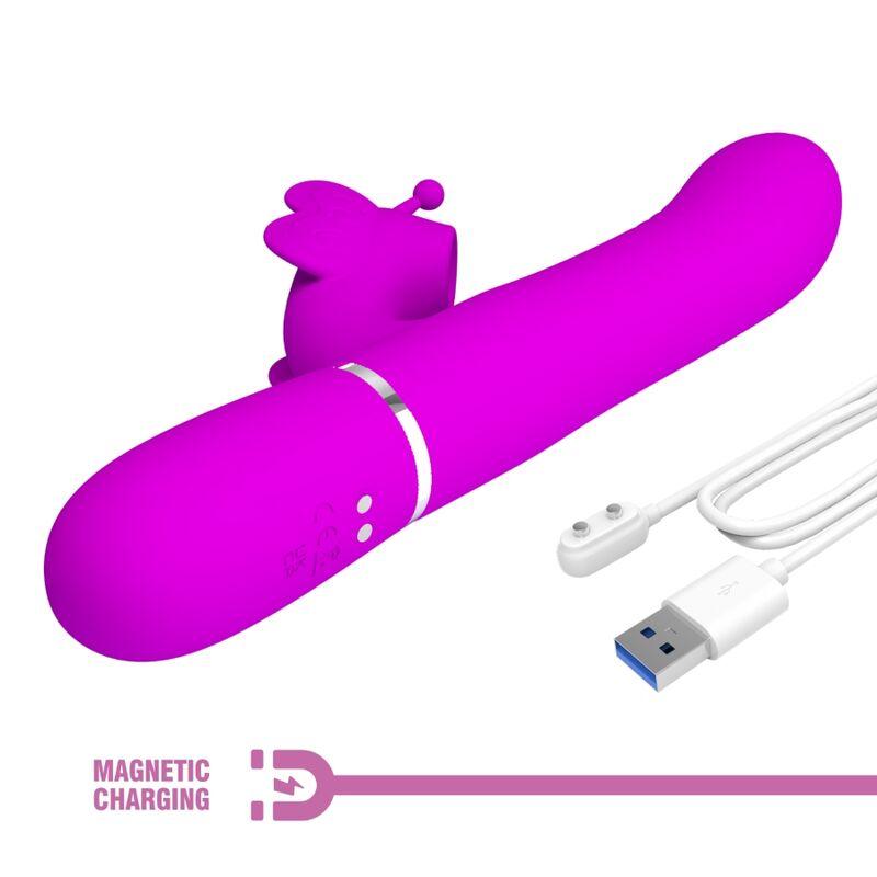 Pretty Love - Multifunction Rabbit Vibrator 4 In 1 Butterfly Fuchsia