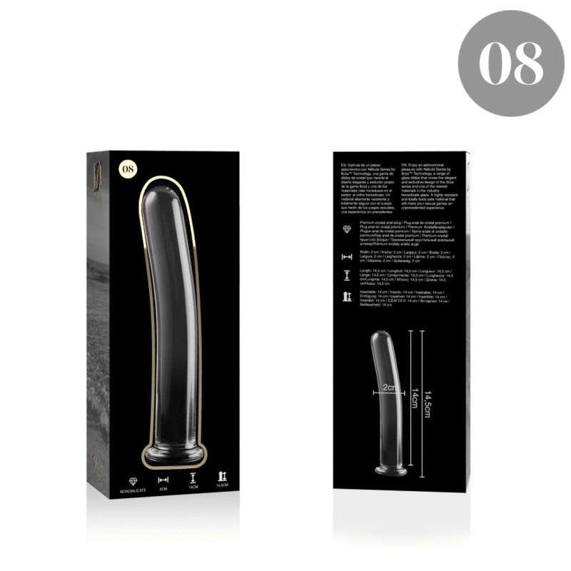 Nebula series by ibiza - model 8 dildo borosilicate glass clear 14.5 cm -o- 2 cm 3