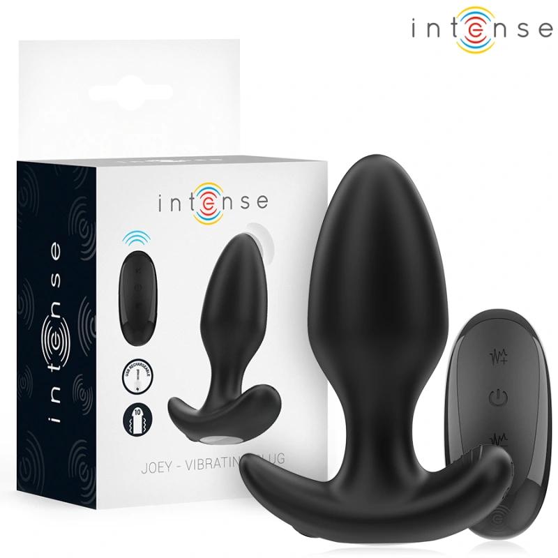 Intense - joey anal plug 10 vibrations black remote control