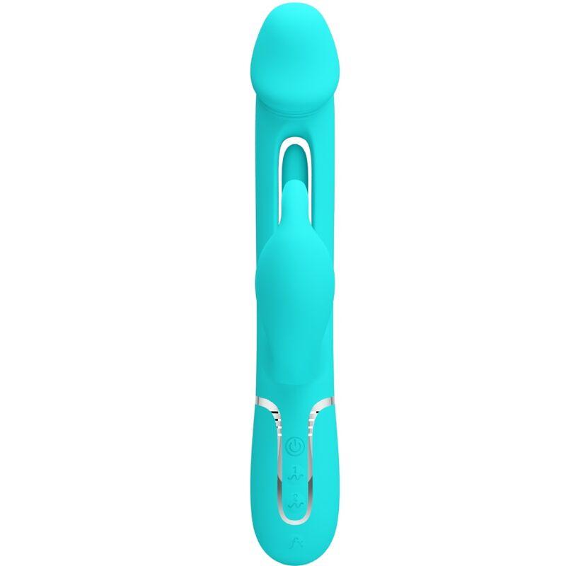 Pretty Love - Kampas Rabbit 3 In 1 Multifunction Vibrator With Tongue Aqua Green 1