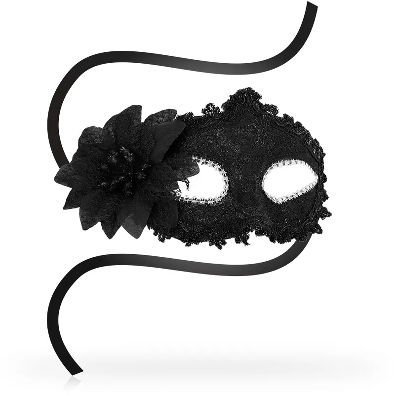 Ohmama Masks Venetian Eyemask Side Flower - Black